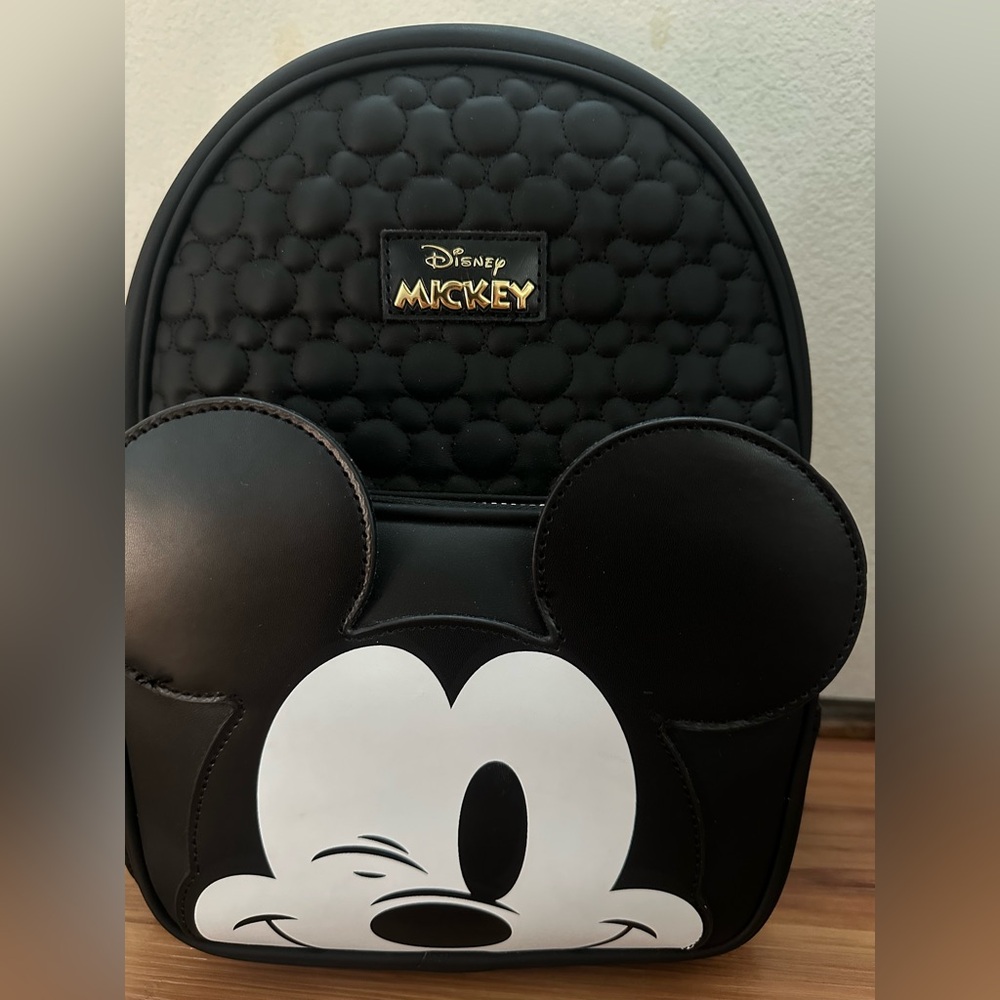 NWT Primark Disney Black and White Mickey Mouse  quilted Backpack - Picture 3 of 4